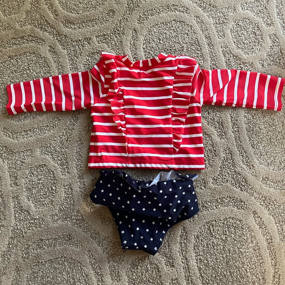 Janie and Jack Red White and Blue Swimsuit